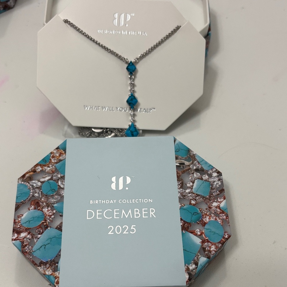 BP Silver Necklace with Blue Accents